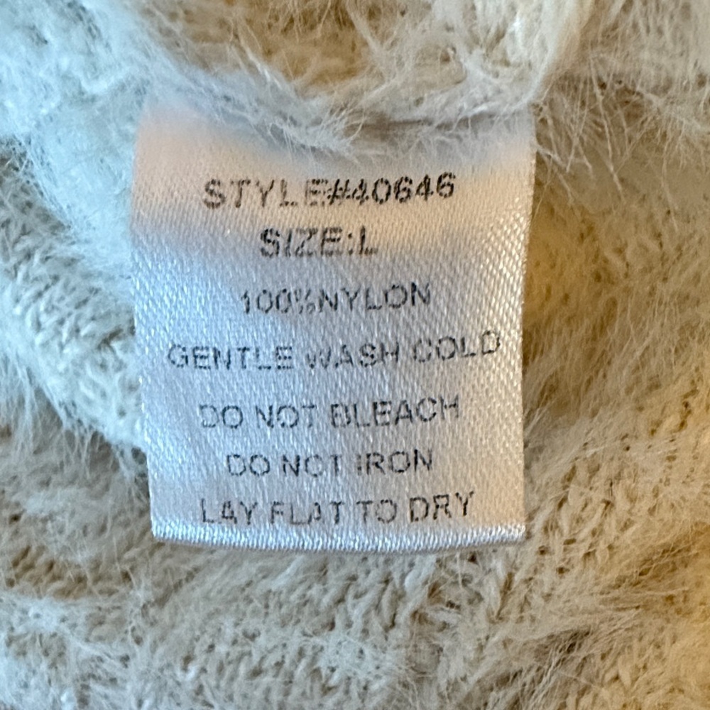 Calvin Tran Ivory Eyelash Knit Poncho Sweater-SizeLarge - Picture 9 of 11